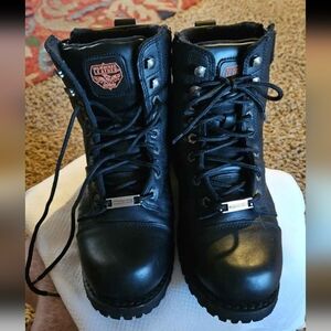 Mikwaukee Lthr 9000 Men's Classic Black Lthr Motorcycle Boots Men Sz 7 (Wns Sz 9